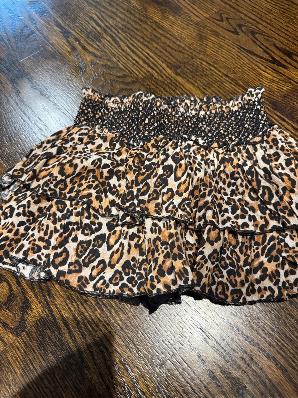Katie J NYC girls Leopard Print Ruffled Mini Skirt - Brown/Black size L like new